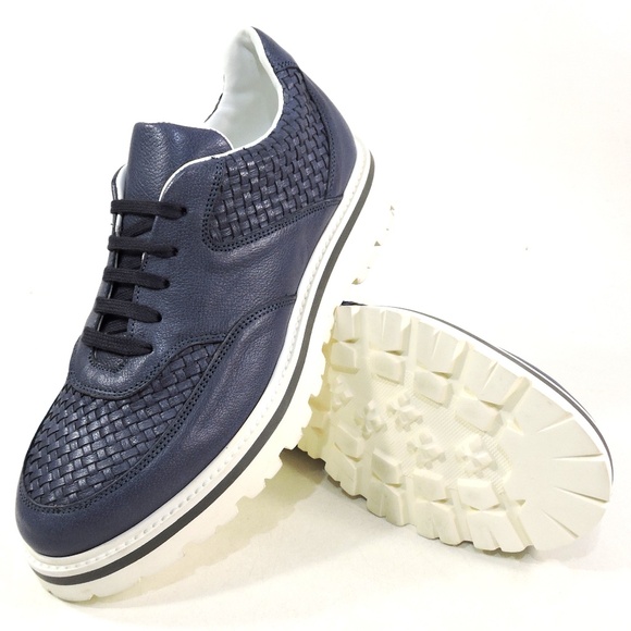 ALBERTO CICCIOLI ?? MEN\'S BLUE SOFT LEATHER COMFORT SUMMER SNEAKERS